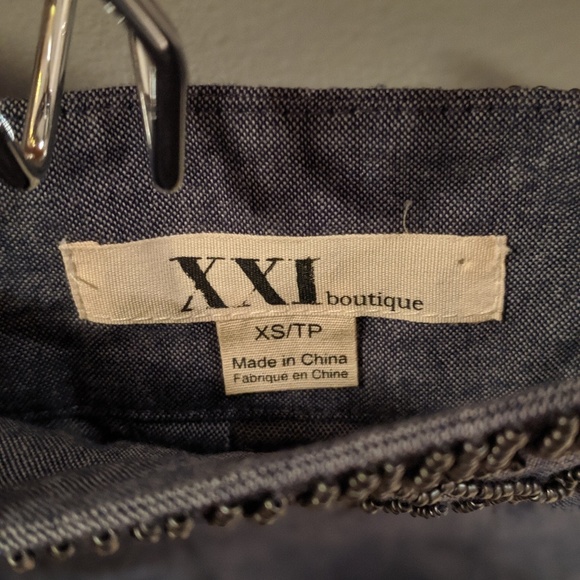 Forever 21 denim mini skirt w/ beaded waist - Picture 2 of 3